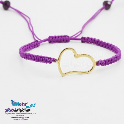 دستبند طلا و بافت - طرح قلب-SB0166
